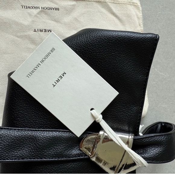 NEW! Merit x Brandon Maxwell Black Leather Bag Pouch Handbag Clutch - Picture 4 of 9